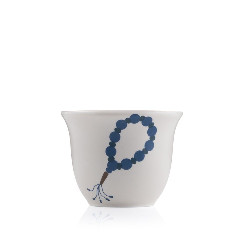 Blends Beige Coffee Cups Set with Blue Beads Pattern - Image 2